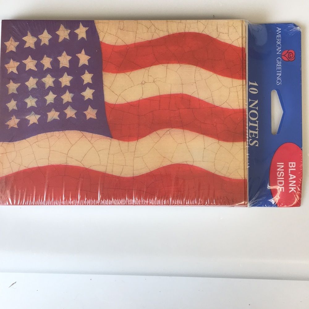 Vintage American flag note card set of 10 NWT